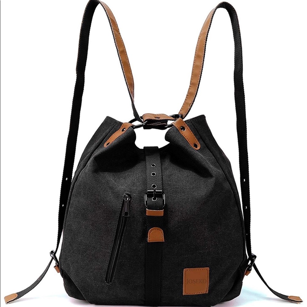 Brand new backpack style purse black canvas